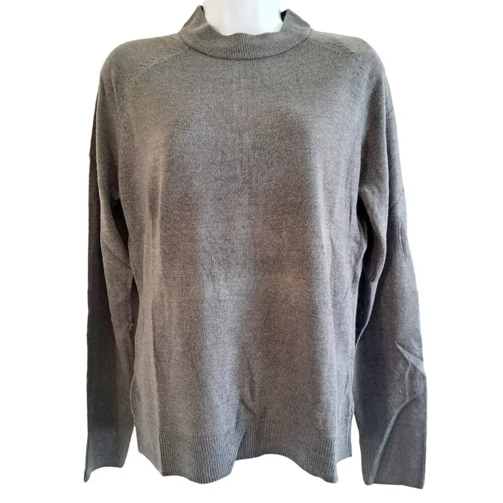 Karen Scott Mock Neck Back Zipper Sweater